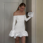 Frostene Off Shoulder Mini Dress White