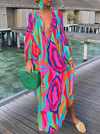 Colorful Swirl Women Loose Long Dresses