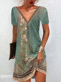 Fancy Trim Watercolor Floral Mini Dress