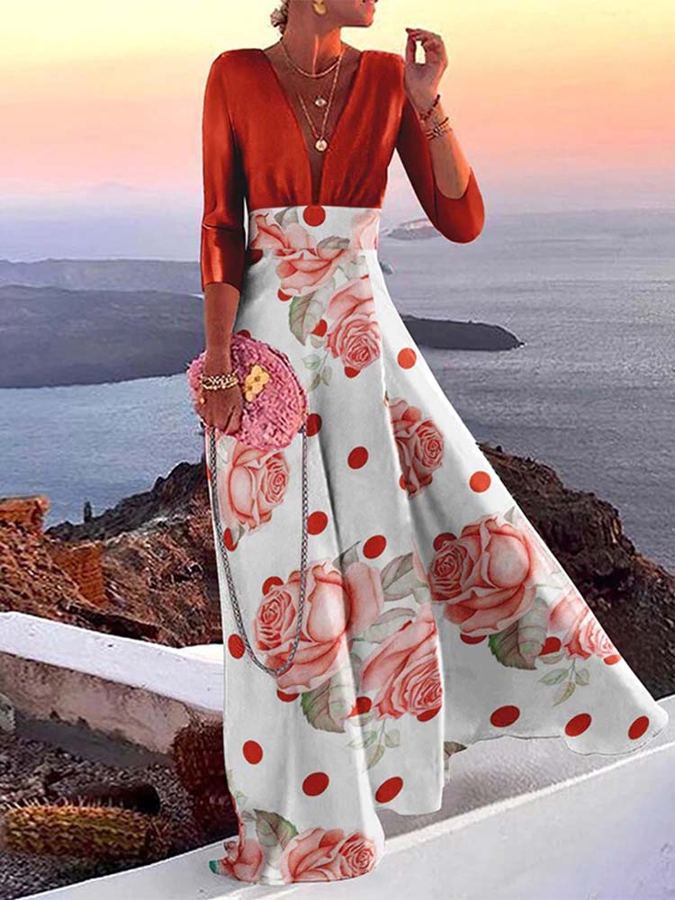 Fashion V-Neck Maxi Dress
