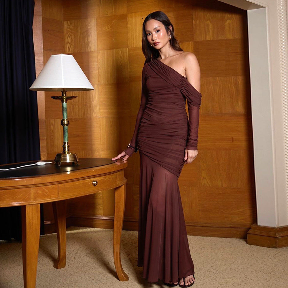 Soprano One Shoulder Dress Maroon