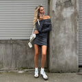Glamor Off Shoulder Dress Grey