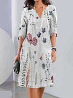 Malena Effortless Floral Print Double Tunic Dress Elevated Occasion Wear