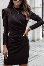 Florcoo Irregular Solid Collar Mini Dress