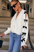Cozy Forecast Bow Embellished Knit Cardigan