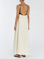 Loose Suspender Black And White Patchwork Maxi Dress