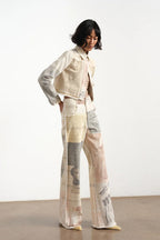 City Straight Light Wash Print Denim Jeans