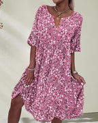 Victoria Aesthetic Half Sleeved Dress Made of Floral Cotton Material Chic Silhouette Collection