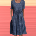 Gurutze Chic Half Sleeve Dress with Floral Print Evening Wear Edit