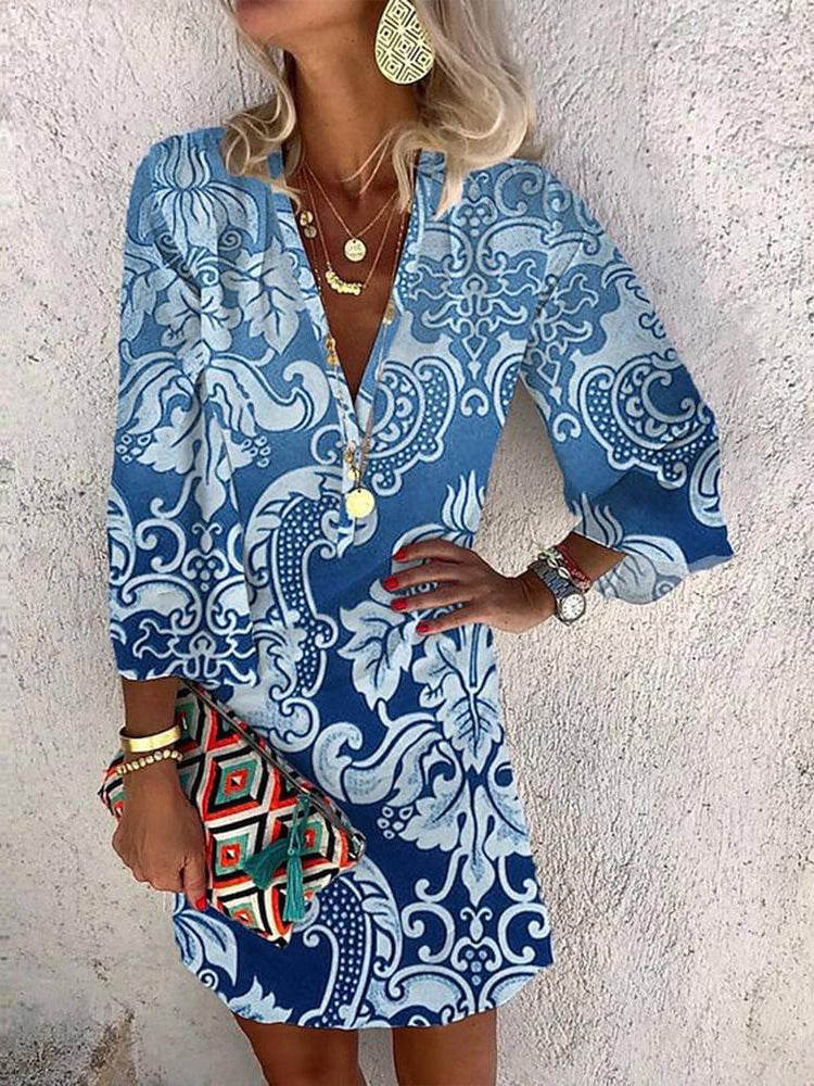 Breezy Blue Long Sleeve Mini Dress