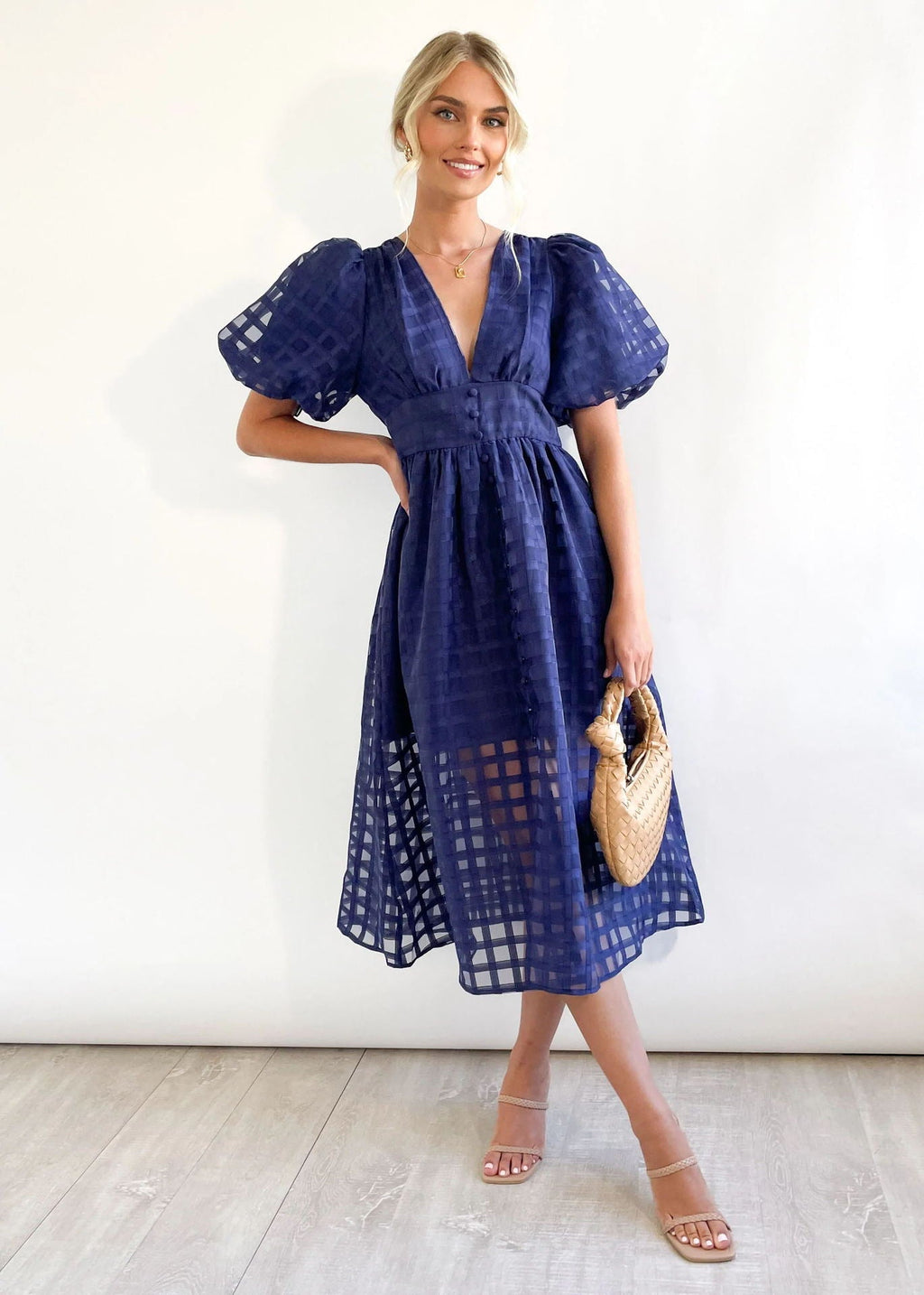 Paradise Midi Dress Navy Blue