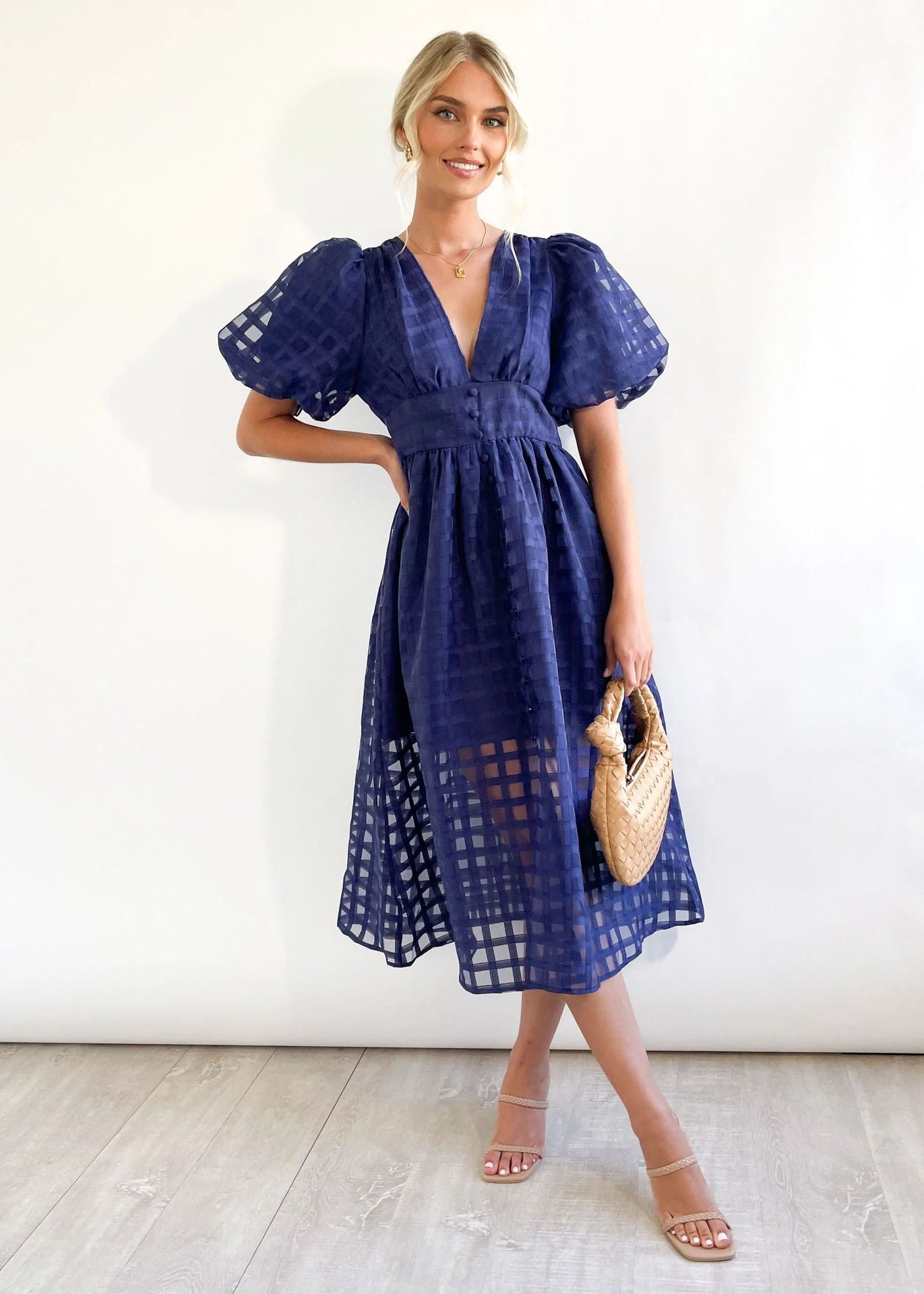 Paradise Midi Dress Navy Blue