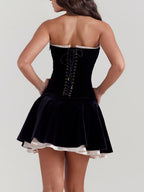 Elegant Enchantment Black Velvet Strapless Dress