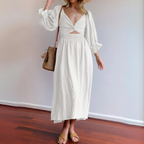 Marina Boutique French Dress with Ruffled Sleeves Designer Edit
