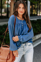 It Takes Time Denim Long Sleeve Top