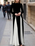Glam Elegant Panelled Tulle Long Sleeve A - line Maxi Dress