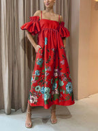 Fiora Exclusive Dress with Marigold Flower Sleeves Premium Wardrobe Essential