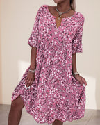 Victoria Aesthetic Half Sleeved Dress Made of Floral Cotton Material Chic Silhouette Collection