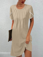 Champagne Print Round Neck Mini Dress