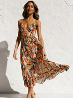 Lorena Statement Premium Chiffon Midi Dress Elevated Occasion Wear
