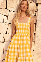 Dance With Me Plaid Print Babydoll Maxi Dress - 3 Colors