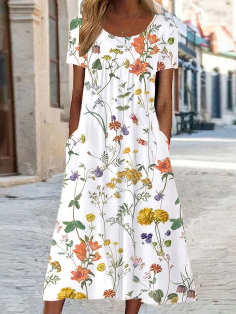Casual Jersey Floral Maxi Dress