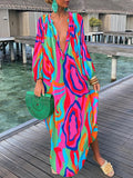 Colorful Swirl Women Loose Long Dresses