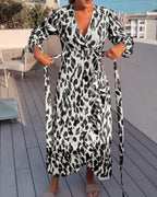 Thelma Exclusive V Neck Leopard Print Dress Chic Silhouette Collection