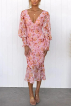 Rafaela Aesthetic Floral Print Midi Dress Elevated Occasion Wear