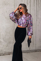 Eye-Catching Sweetie Sequin Cropped Top