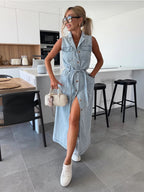 Chic Belt Cool Denim Jumpsuits