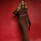 Billowing Maxi Dress Brown
