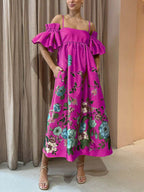 Fiora Exclusive Dress with Marigold Flower Sleeves Premium Wardrobe Essential