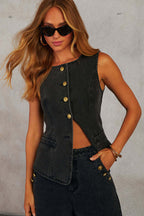 Carefree Style Denim Vest Set- 2 Colors
