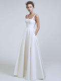 Elise Boutique Satin Wedding Dress with Square Neckline and Sleeveless Design Elevated Occasion Wear
