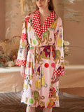 Dressing Leopard Print Silk Robe Set