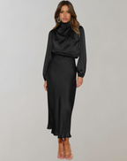 Charisse - Long - Sleeved Satin Dress
