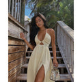 Miraan Slit Dress Beige
