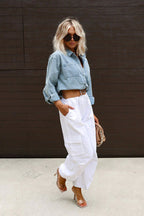 Consistently Confident Denim Cropped Long Sleeve Top
