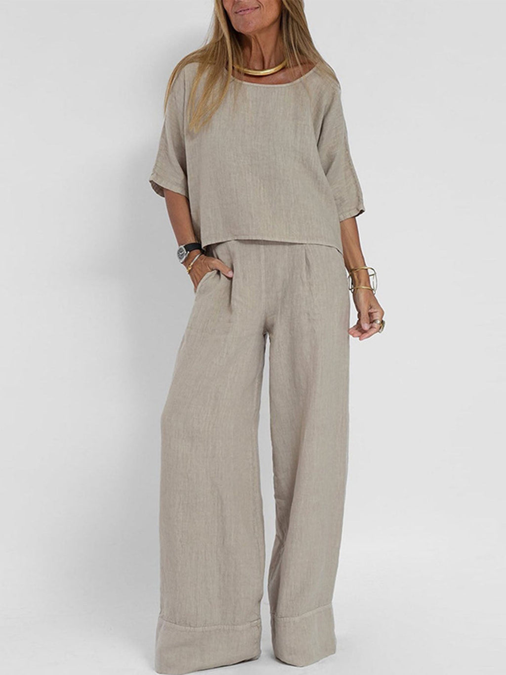 Pocket Loose Cotton Linen Sets