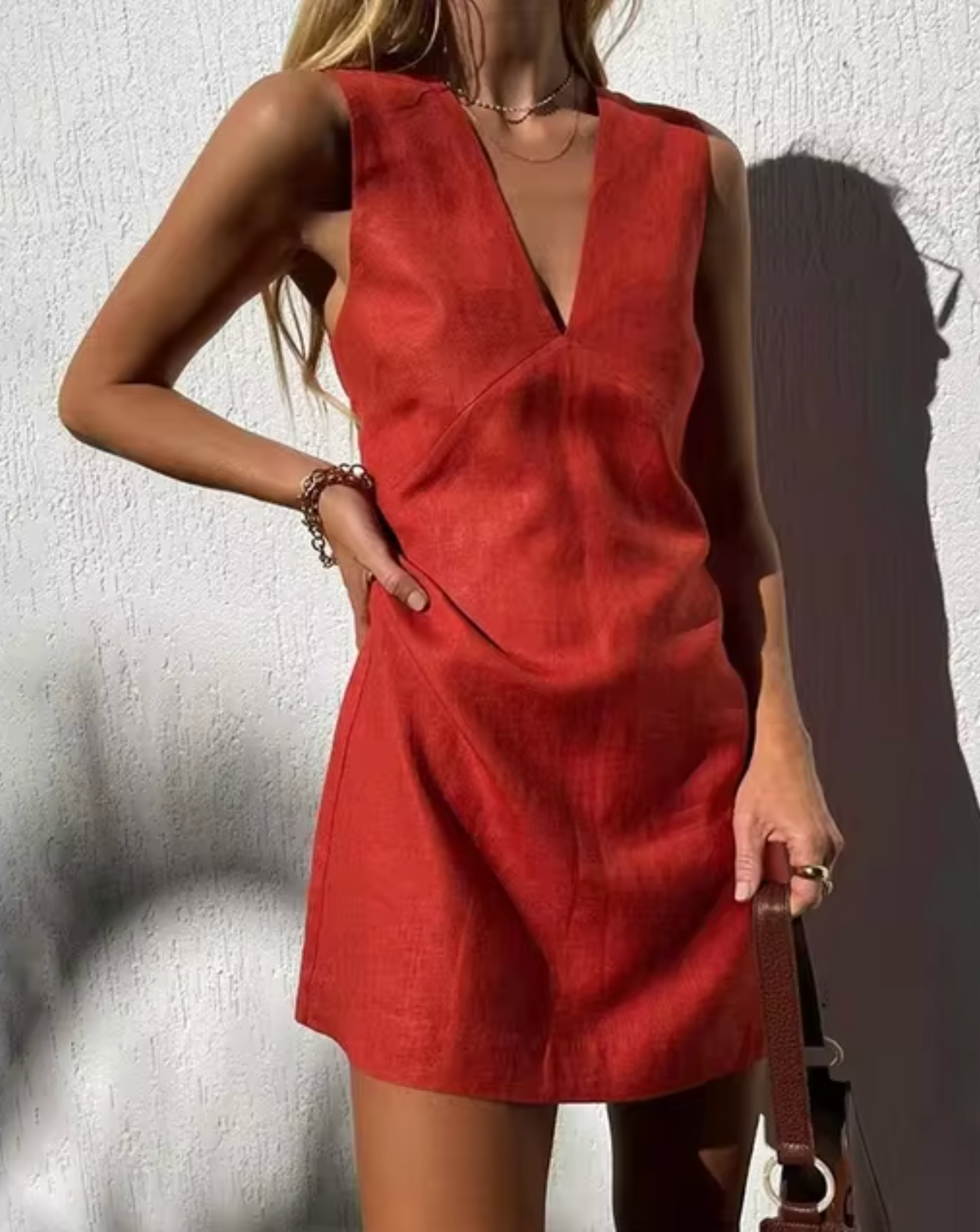 Angelina Minimalist Sleeveless Linen Mini Dress Boutique Collection