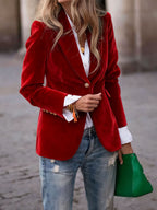 Velvet Single Breasted Blazer