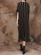 Elegance Striped Knitted Large Size Midi Dress