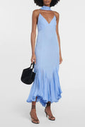Vintage Party Midi Dress With Stole Blue