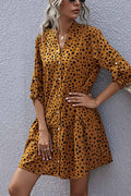 Florcoo Lotus Leaf Flower Polka Dot Printing Mini Dresses