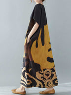 Princess Lady Leaf Print Midi Dress