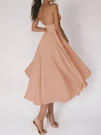 Yessica Elevated Dress with V Neck and Straps Evening Wear Edit