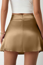 Satin A-Line Ruched High-Waist Mini Skirt