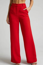 Red slimming wide-leg pants