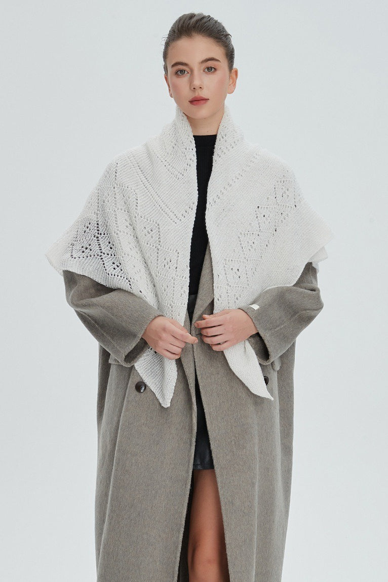 Solid Color Lace Knit Square Scarf